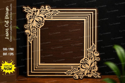 Floral Corner Frame SVG Laser Cut Border Design SVG Regulrcrative 