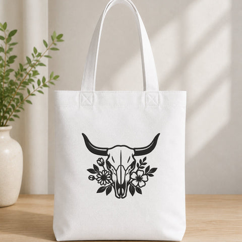 Floral Cow Skull Embroidery Design – Western Bull Skull Wildflower Boho Machine Embroidery File Embroidery/Applique DESIGNS PatternFeed8 