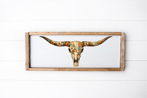 Floral Cow Skull PNG, Boho Western Longhorn Skull Sublimation Design Sublimation Pickled Thistle Creative 