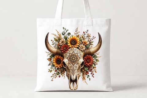 Floral Cow Skull PNG | Boho Western Sublimation Digital Download SVG BillahCrafts 
