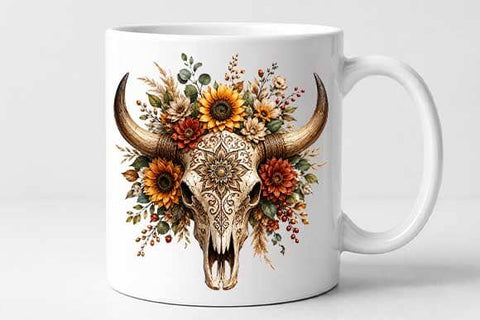 Floral Cow Skull PNG | Boho Western Sublimation Digital Download SVG BillahCrafts 