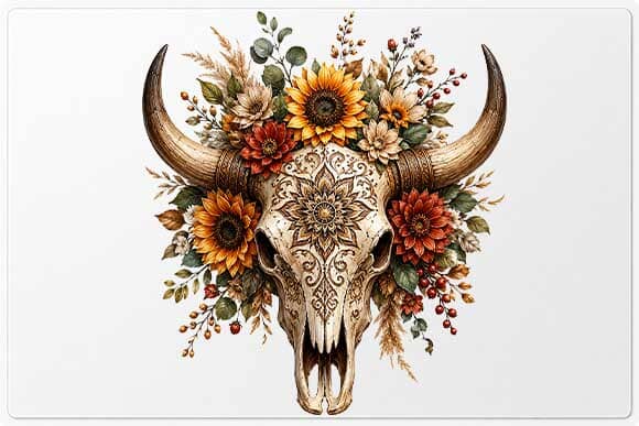 Floral Cow Skull PNG | Boho Western Sublimation Digital Download SVG BillahCrafts 