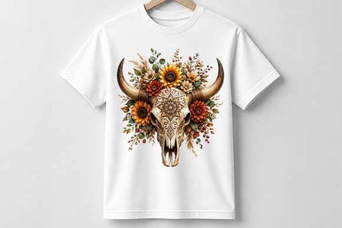 Floral Cow Skull PNG | Boho Western Sublimation Digital Download SVG BillahCrafts 