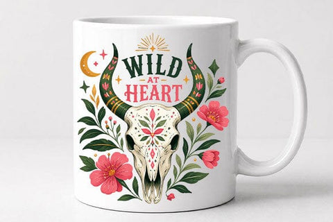 Floral Cow Skull PNG Boho Western Wild At Heart Digital Download SVG BillahCrafts 