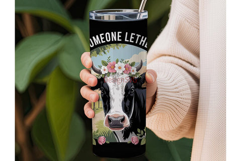 Floral Cow Tumbler Wrap PNG Sublimation DesignSVG 