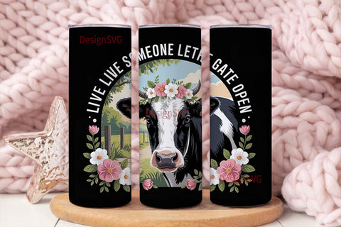 Floral Cow Tumbler Wrap PNG Sublimation DesignSVG 