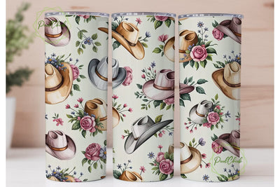 Floral Cowboy Hat 20oz Tumbler Wrap Sublimation PixelChick 