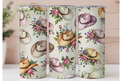 Floral Cowboy Hat 20oz Tumbler Wrap Sublimation PixelChick 