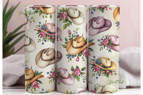 Floral Cowboy Hat 20oz Tumbler Wrap Sublimation PixelChick 