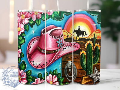 Floral Cowgirl Hat Western Tumbler Wrap, Floral Cowboy Design, 20oz Sublimation File, Western Tumbler Wrap, Country Girl Tumbler, Floral Cowgirl Wrap, Digital Cowboy Hat Tumbler Sublimation ToriDesigns 