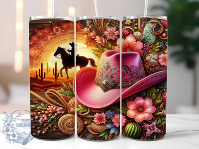 Floral Cowgirl Hat Western Tumbler Wrap, Floral Cowboy Design, 20oz Sublimation File, Western Tumbler Wrap, Country Girl Tumbler, Floral Cowgirl Wrap, Digital Cowboy Hat Tumbler Sublimation ToriDesigns 