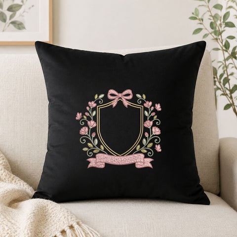 Floral Crest Frame Machine Embroidery Design – Rose Wreath Monogram Frame with Bow & Banner Embroidery File Embroidery/Applique DESIGNS PatternFeed8 