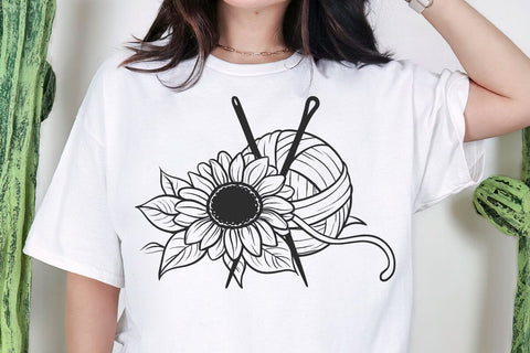 Floral Crochet Svg, Crochet Svg, Flower Crochet Svg, Sunflower Svg, Crochet Yarn Svg,Crochet hooks,Crochet hooks digital file, Sunflower Png SVG DesignDestine 