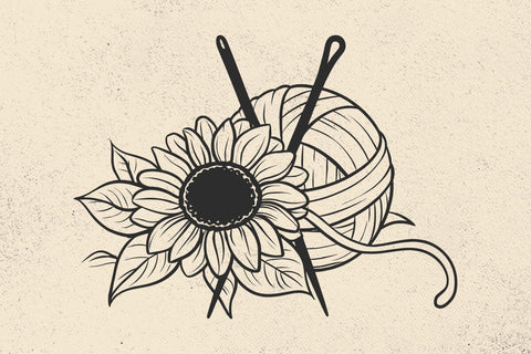 Floral Crochet Svg, Crochet Svg, Flower Crochet Svg, Sunflower Svg, Crochet Yarn Svg,Crochet hooks,Crochet hooks digital file, Sunflower Png SVG DesignDestine 