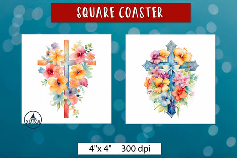 Floral cross coaster | Easter sublimation designs Sublimation Olga Boat Design 