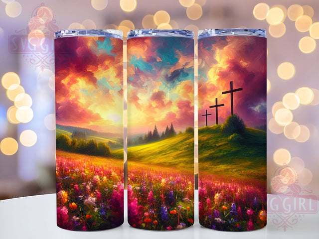 Floral Cross Faith 20oz Tumbler, Floral Faith Cup Wrap, Stainless Steel Scripture Design, Sublimation Tumbler Wrap, 20Oz Tumbler Design, Artistic Cross Cup, Stylish Christian Floral Wrap Sublimation SvggirlplusArt 