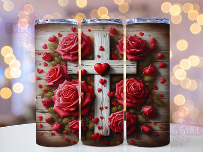 Floral Cross Hearts Christian Tumbler, Floral Roses Tumbler, Faith Christian Wrap, Stylish 20oz Wrap, Sublimation Design, Trendy Gift Idea, Inspirational Christian Tumbler Sublimation SvggirlplusArt 