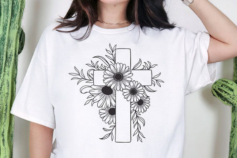 Floral Cross svg, Christian svg, Floral Svg, Daisy Svg, Religious svg, Easter svg, Blessed svg, Daisy clipart, Wildflowers Svg, Plants Svg SVG DesignDestine 