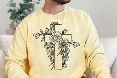 Floral Cross svg, Christian svg, Floral Svg, Daisy Svg, Religious svg, Easter svg, Blessed svg, Daisy clipart, Wildflowers Svg, Plants Svg SVG DesignDestine 