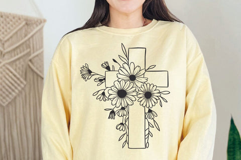 Floral Cross svg, Christian svg, Floral Svg, Daisy Svg, Religious svg, Easter svg, Blessed svg, Daisy clipart, Wildflowers Svg, Plants Svg SVG DesignDestine 
