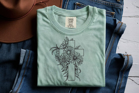 Floral Cross svg, Christian svg, Floral Svg, Daisy Svg, Religious svg, Easter svg, Blessed svg, Daisy clipart, Wildflowers Svg, Plants Svg SVG DesignDestine 