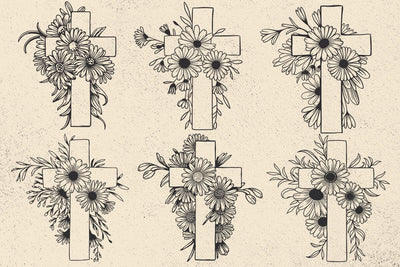 Floral Cross svg, Christian svg, Floral Svg, Daisy Svg, Religious svg, Easter svg, Blessed svg, Daisy clipart, Wildflowers Svg, Plants Svg SVG DesignDestine 