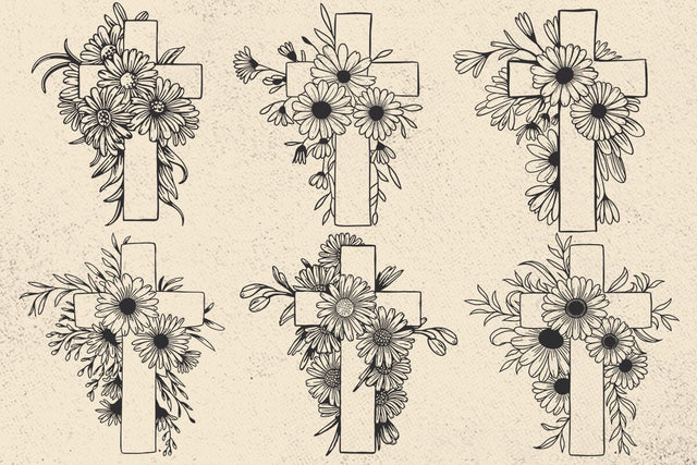 Floral Cross svg, Christian svg, Floral Svg, Daisy Svg, Religious svg, Easter svg, Blessed svg, Daisy clipart, Wildflowers Svg, Plants Svg SVG DesignDestine 