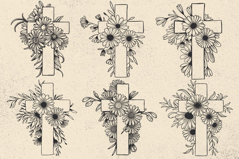 Floral Cross svg, Christian svg, Floral Svg, Daisy Svg, Religious svg, Easter svg, Blessed svg, Daisy clipart, Wildflowers Svg, Plants Svg SVG DesignDestine 