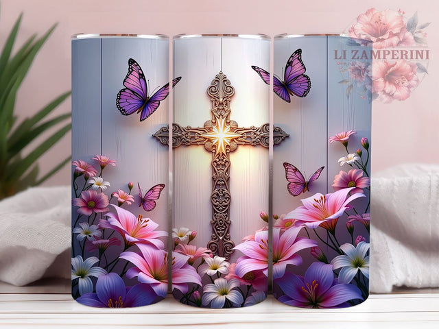 Floral Cross Tumbler, Christian Sublimation Wrap, 20oz Faith Drinkware, Religious Tumbler Design, Inspirational Cross Art, Bible Verse Tumbler, Digital Download Sublimation Li Zamperini 
