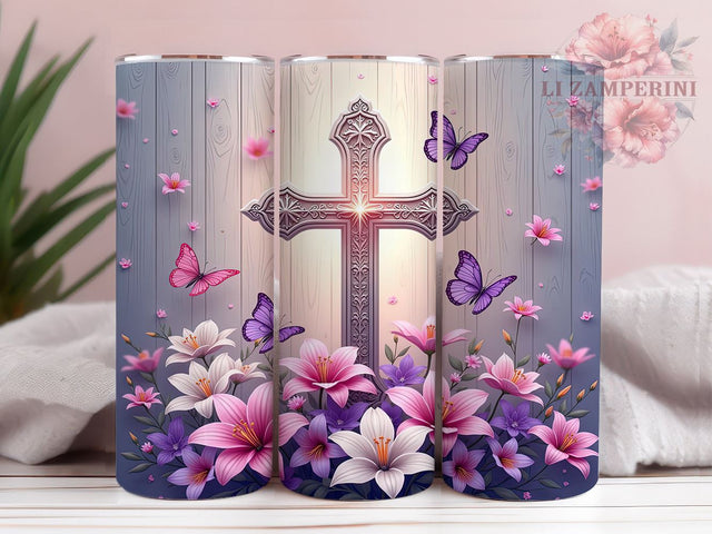 Floral Cross Tumbler, Christian Sublimation Wrap, 20oz Faith Drinkware, Religious Tumbler Design, Inspirational Cross Art, Bible Verse Tumbler, Digital Download Sublimation Li Zamperini 