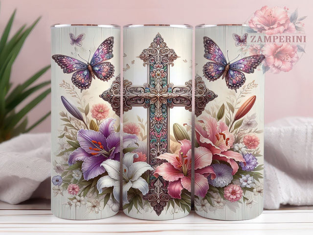 Floral Cross Tumbler, Christian Sublimation Wrap, 20oz Faith Drinkware, Religious Tumbler Design, Inspirational Cross Art, Bible Verse Tumbler, Digital Download Sublimation Li Zamperini 