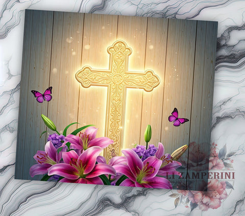 Floral Cross Tumbler, Christian Sublimation Wrap, 20oz Faith Drinkware, Religious Tumbler Design, Inspirational Cross Art, Bible Verse Tumbler, Digital Download Sublimation Li Zamperini 