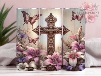 Floral Cross Tumbler, Christian Sublimation Wrap, 20oz Faith Drinkware, Religious Tumbler Design, Inspirational Cross Art, Bible Verse Tumbler, Digital Download Sublimation Li Zamperini 