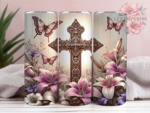 Floral Cross Tumbler, Christian Sublimation Wrap, 20oz Faith Drinkware, Religious Tumbler Design, Inspirational Cross Art, Bible Verse Tumbler, Digital Download Sublimation Li Zamperini 