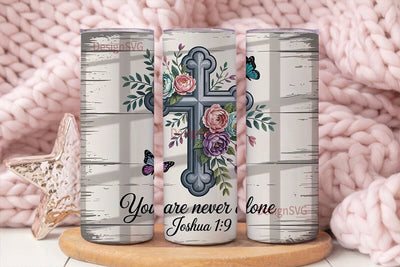 Floral Cross Tumbler Wrap PNG Sublimation DesignSVG 