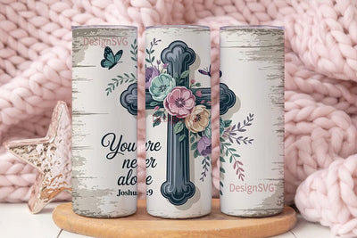 Floral Cross Tumbler Wrap PNG Sublimation DesignSVG 
