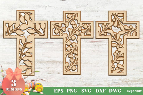 Floral Crosses Laser Cut SVG SvgOcean 