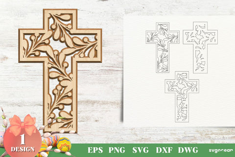 Floral Crosses Laser Cut SVG SvgOcean 