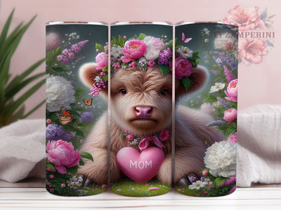 Floral Crown Highland Cow Tumbler, Butterfly Cow Tumbler, Highland Cow Wrap, Rustic Farmhouse Wrap, Whimsical Cow Wrap, Sublimation Design, Trendy Gift Idea Sublimation Li Zamperini 