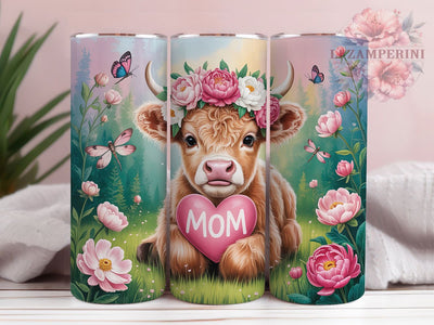 Floral Crown Highland Cow Tumbler, Butterfly Cow Tumbler, Highland Cow Wrap, Rustic Farmhouse Wrap, Whimsical Cow Wrap, Sublimation Design, Trendy Gift Idea Sublimation Li Zamperini 