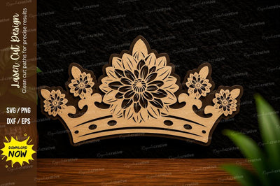 Floral Crown Laser Cut SVG Design SVG Regulrcrative 