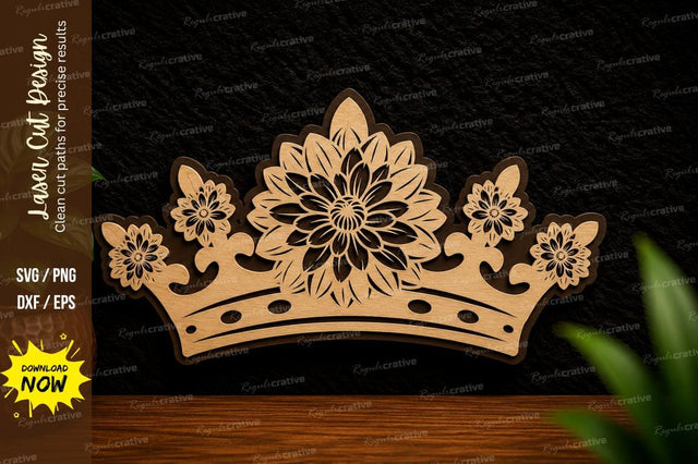 Floral Crown Laser Cut SVG Design SVG Regulrcrative 
