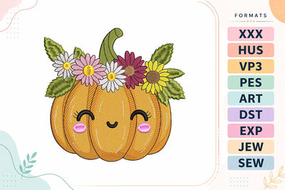 Floral Crown Pumpkin Halloween Embroidery Design Embroidery/Applique DESIGNS sg embroidery 