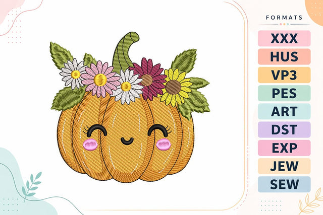 Floral Crown Pumpkin Halloween Embroidery Design Embroidery/Applique DESIGNS sg embroidery 