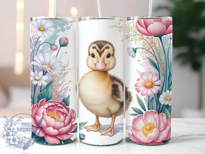 Floral Cute Duck Tumbler, Flower Tumbler Design, Cute 20oz Wrap, Sublimation Design, Stylish Gift Idea, Nature Duck Wrap, Floral Duck Tumbler Sublimation ToriDesigns 