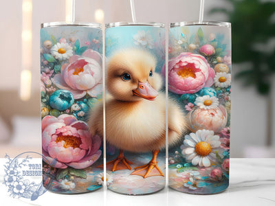 Floral Cute Duck Tumbler, Flower Tumbler Design, Cute 20oz Wrap, Sublimation Design, Stylish Gift Idea, Nature Duck Wrap, Floral Duck Tumbler Sublimation ToriDesigns 