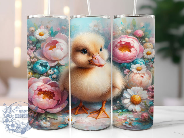 Floral Cute Duck Tumbler, Flower Tumbler Design, Cute 20oz Wrap, Sublimation Design, Stylish Gift Idea, Nature Duck Wrap, Floral Duck Tumbler Sublimation ToriDesigns 