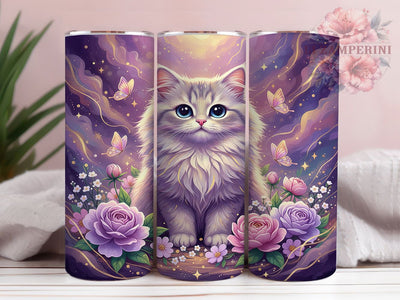 Floral Cute Kitten Tumbler, Floral Cat Design, Kitty With Flowers, Cute Cat Art, Floral Aesthetic, 20oz Tumbler, Sublimation Design Sublimation Li Zamperini 