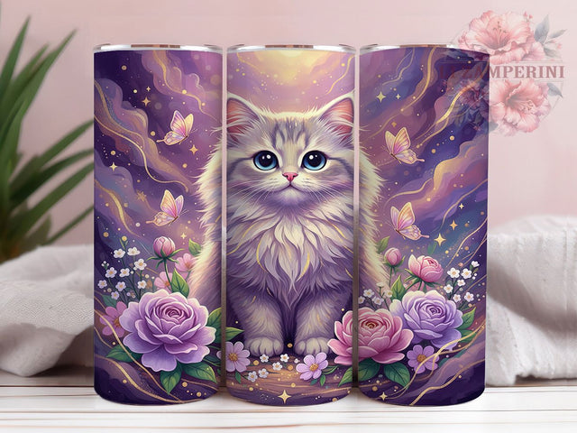 Floral Cute Kitten Tumbler, Floral Cat Design, Kitty With Flowers, Cute Cat Art, Floral Aesthetic, 20oz Tumbler, Sublimation Design Sublimation Li Zamperini 
