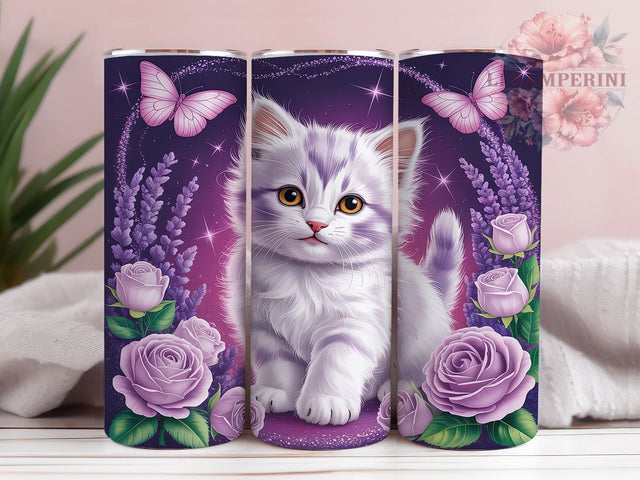 Floral Cute Kitten Tumbler, Floral Cat Design, Kitty With Flowers, Cute Cat Art, Floral Aesthetic, 20oz Tumbler, Sublimation Design Sublimation Li Zamperini 